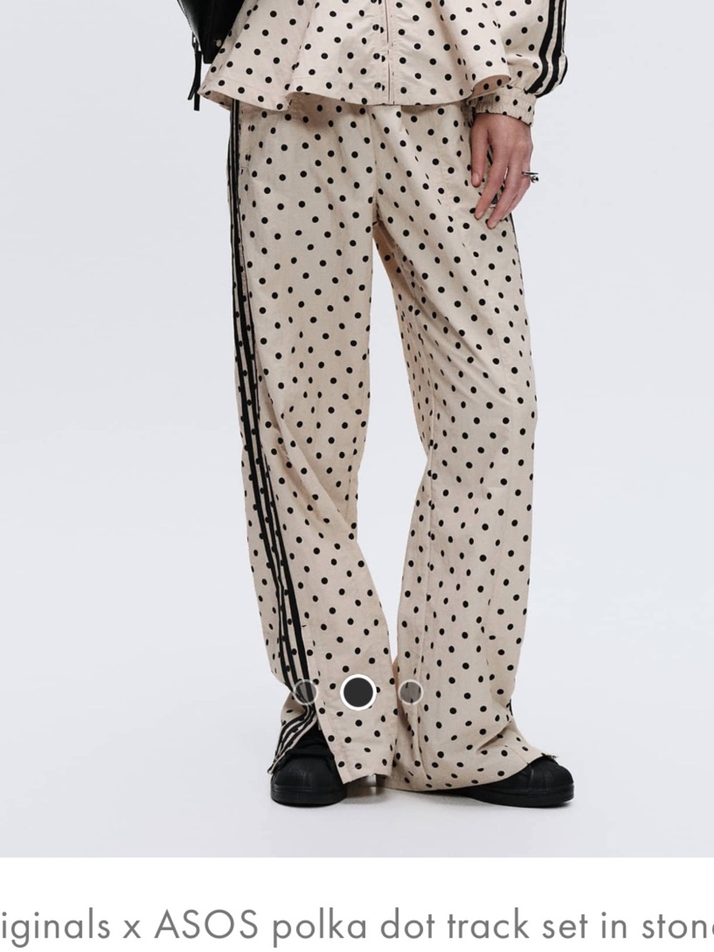 adidas Cream and Black Polka Dot Track Pants